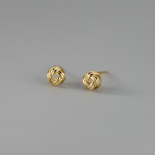 Hollow Yarn Knot Stud Earrings in S925 Sterling Silver