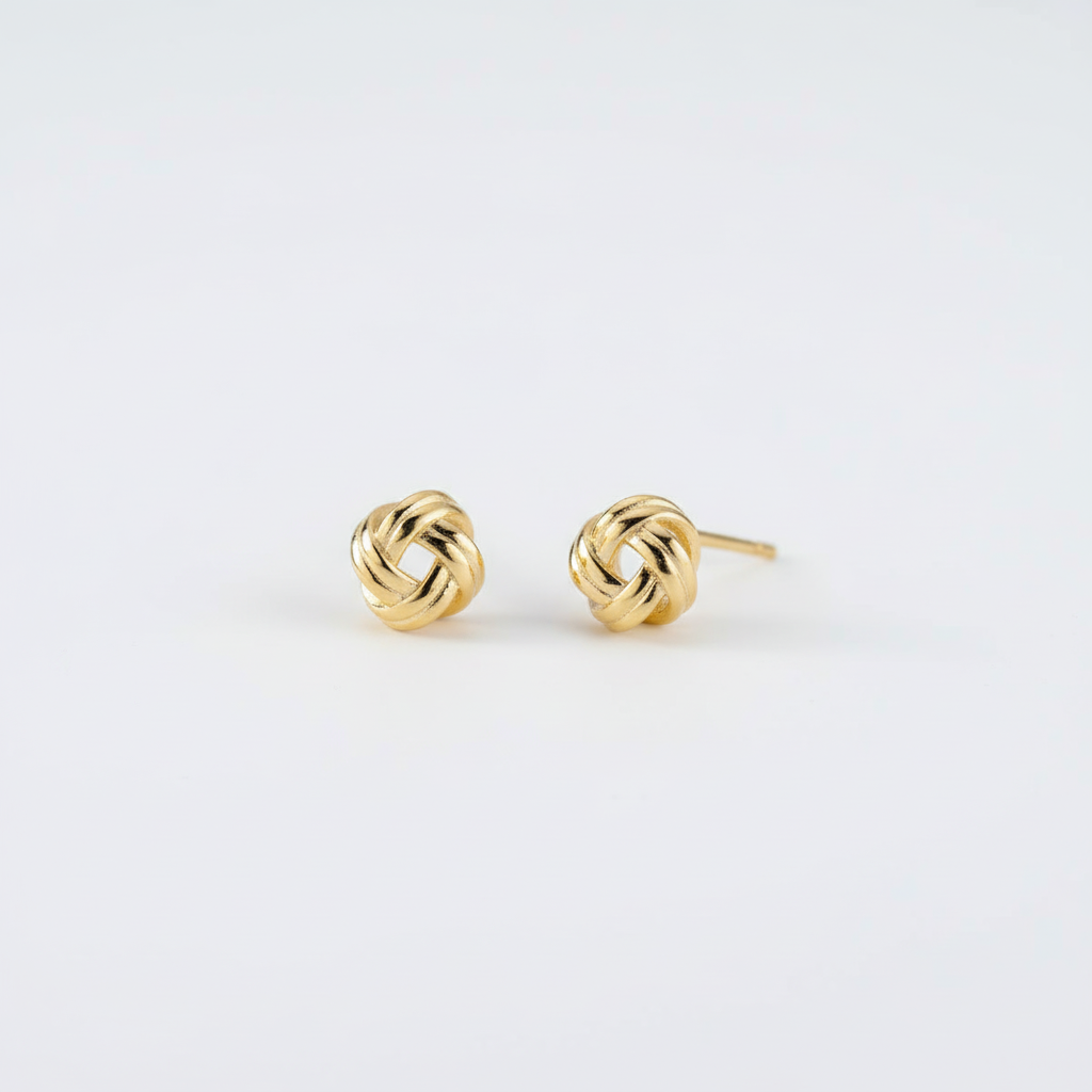 Hollow Yarn Knot Stud Earrings in S925 Sterling Silver
