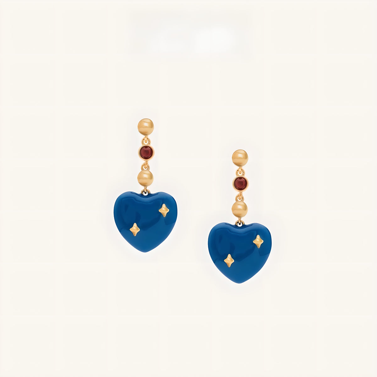 Klein Blue Heart Earrings Thames Embankment 925 Silver