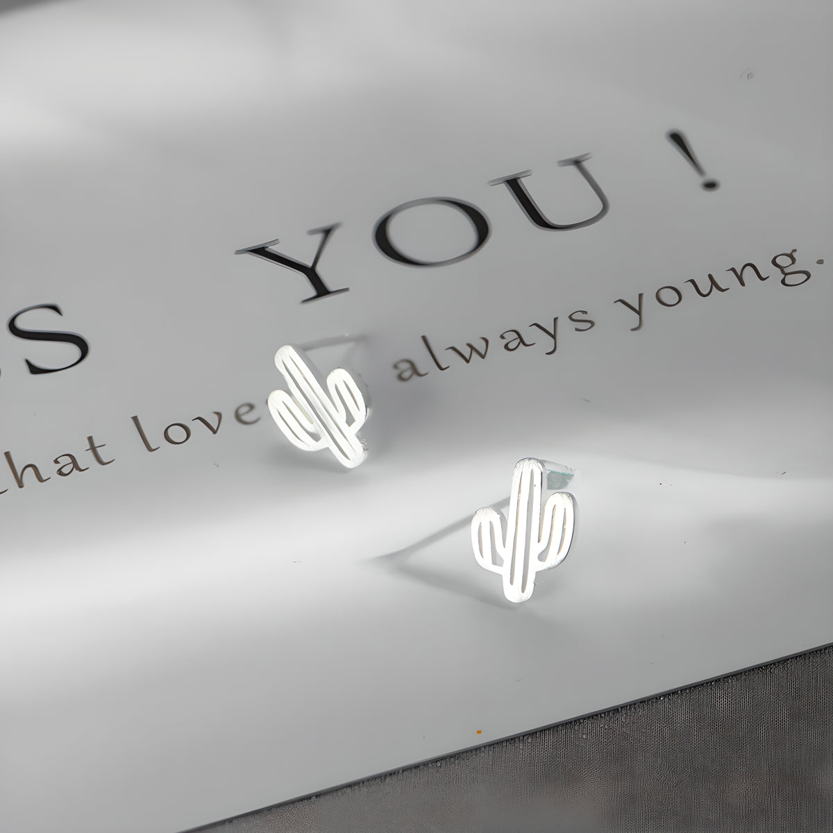 Minimalist Copper Cactus Stud Earrings