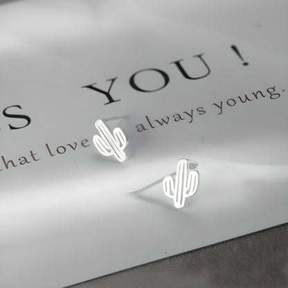 Minimalist Copper Cactus Stud Earrings