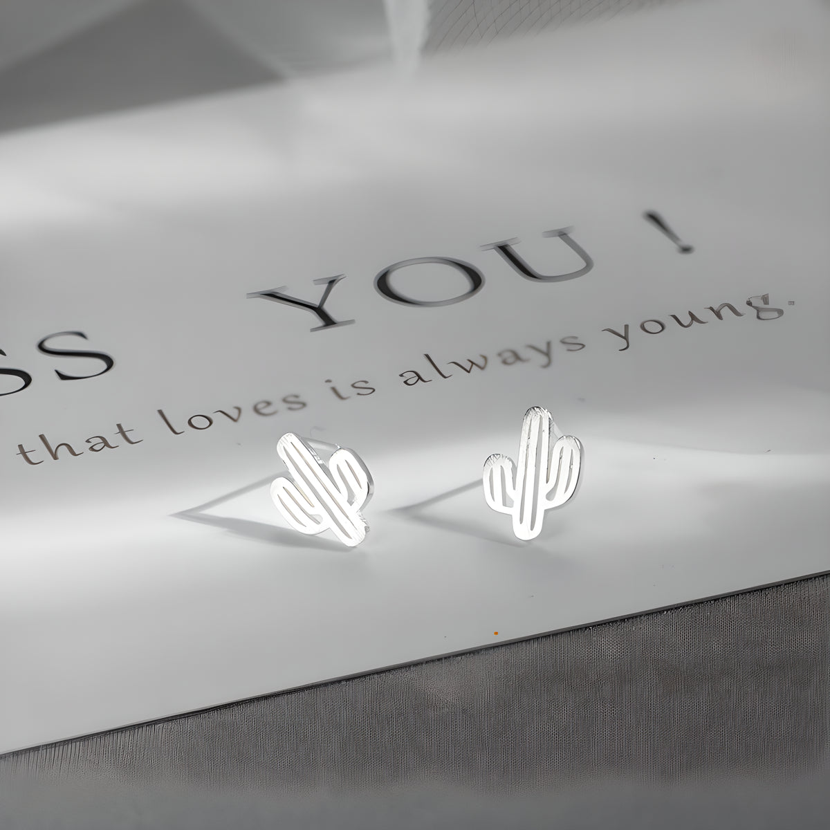 Minimalist Copper Cactus Stud Earrings