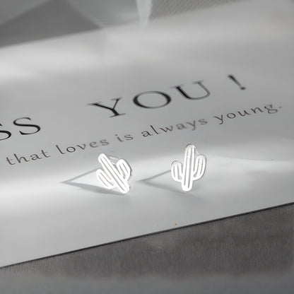 Minimalist Copper Cactus Stud Earrings