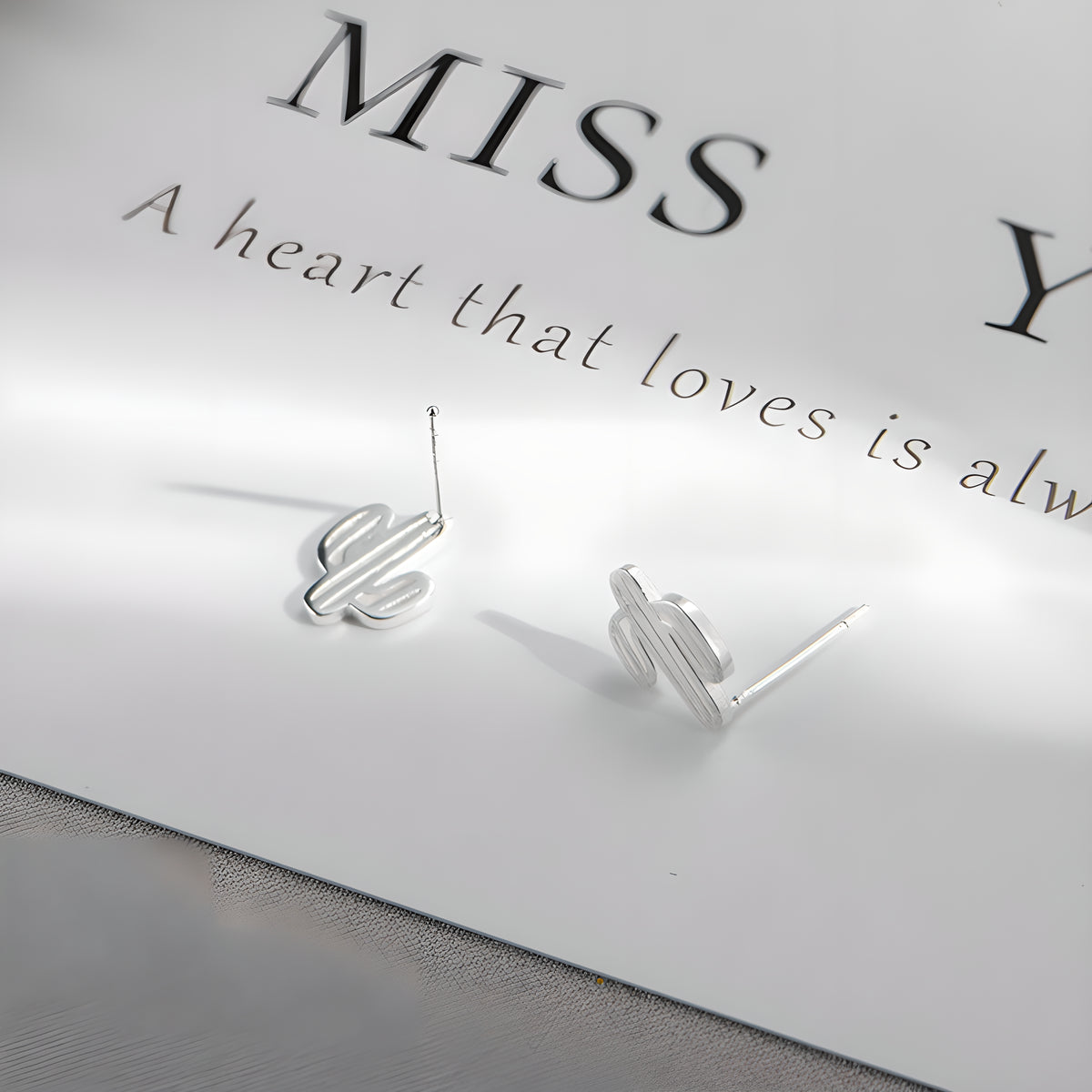 Minimalist Copper Cactus Stud Earrings