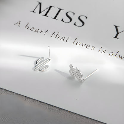 Minimalist Copper Cactus Stud Earrings