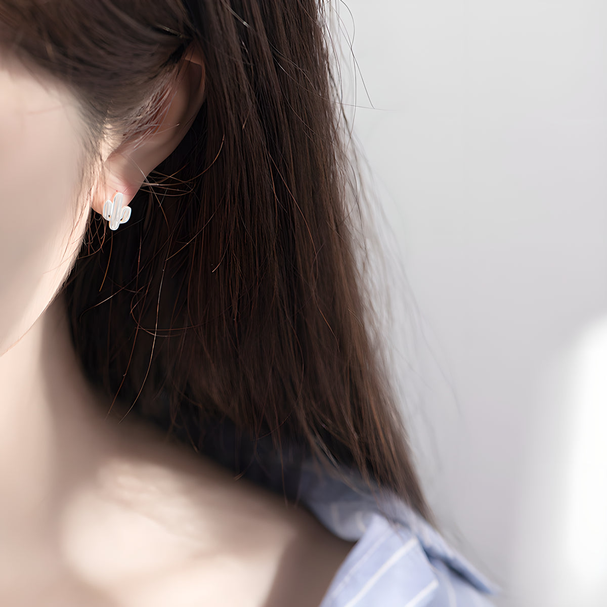 Minimalist Copper Cactus Stud Earrings