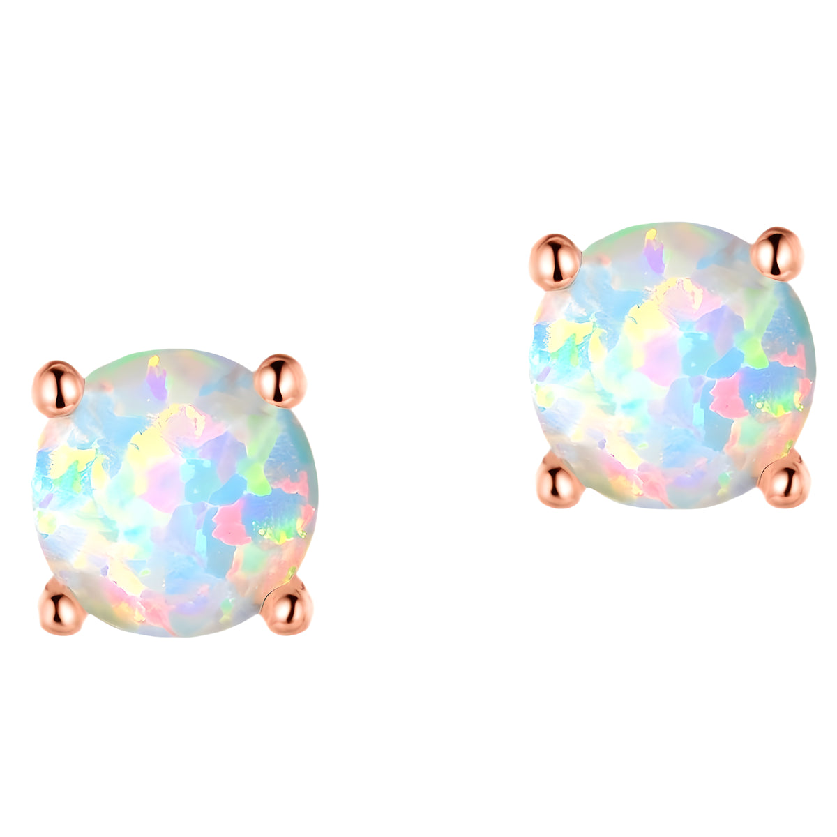 Minimalist Round Opal Stud Earrings