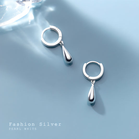 Minimalist Teardrop Huggie Hoop Earrings in S925 Sterling Silver