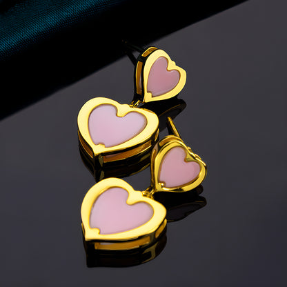 Natural Queen Shell Heart Stud Earrings 18K Gold Plated
