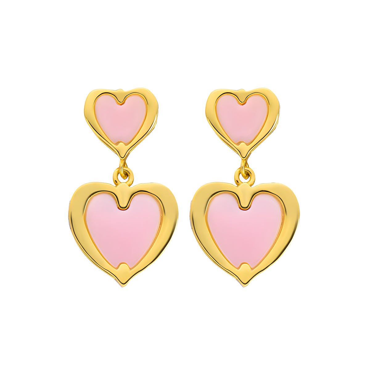 Natural Queen Shell Heart Stud Earrings 18K Gold Plated