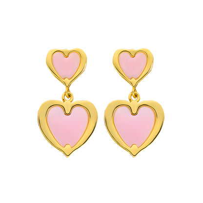 Natural Queen Shell Heart Stud Earrings 18K Gold Plated