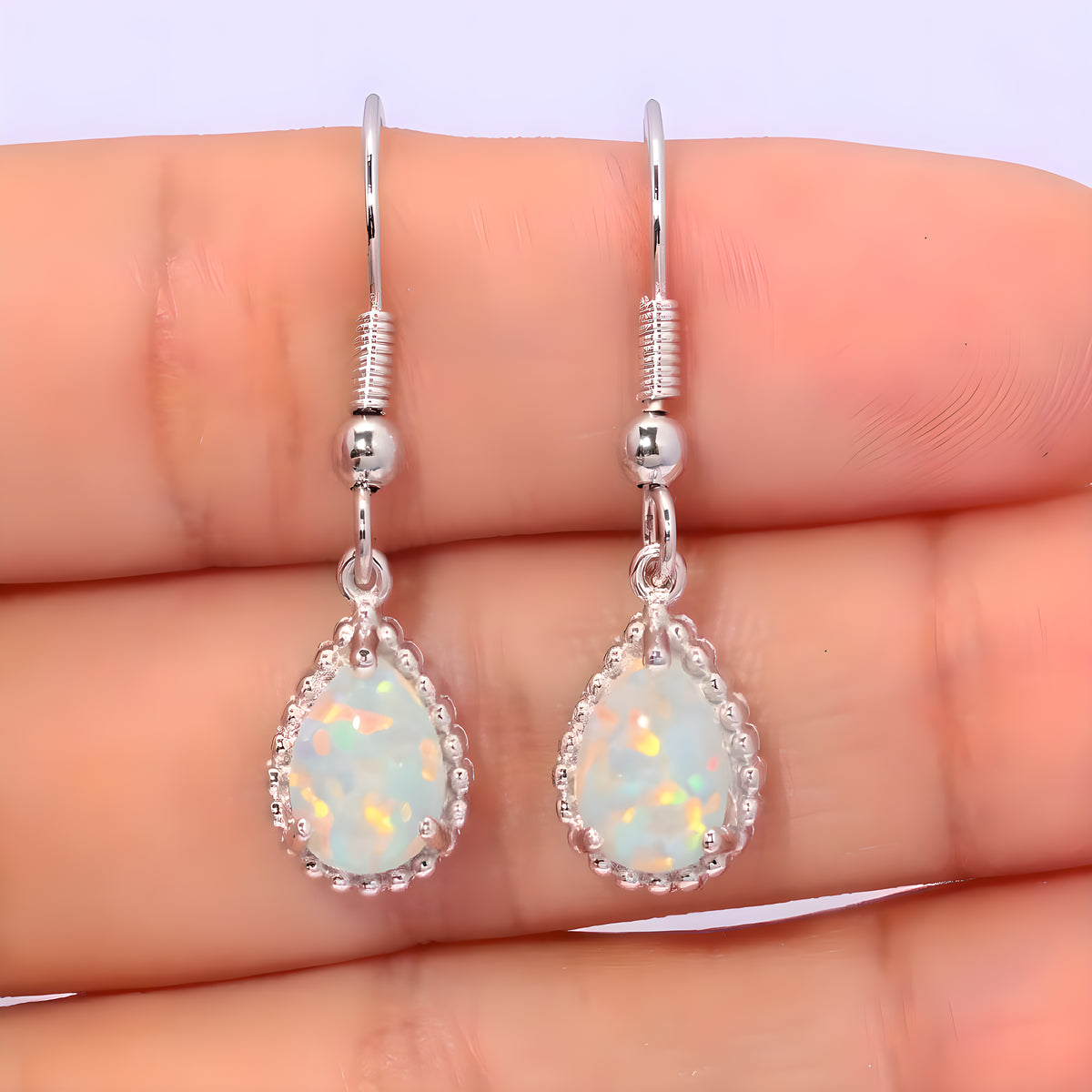 Opal Geometric Drop Earrings