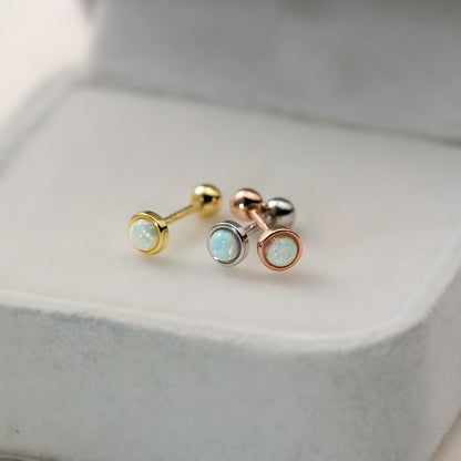 Opal Geometric Screw Back Stud Earrings in S925 Sterling Silver