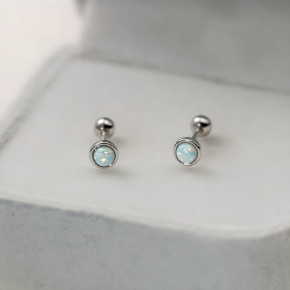 Opal Geometric Screw Back Stud Earrings in S925 Sterling Silver