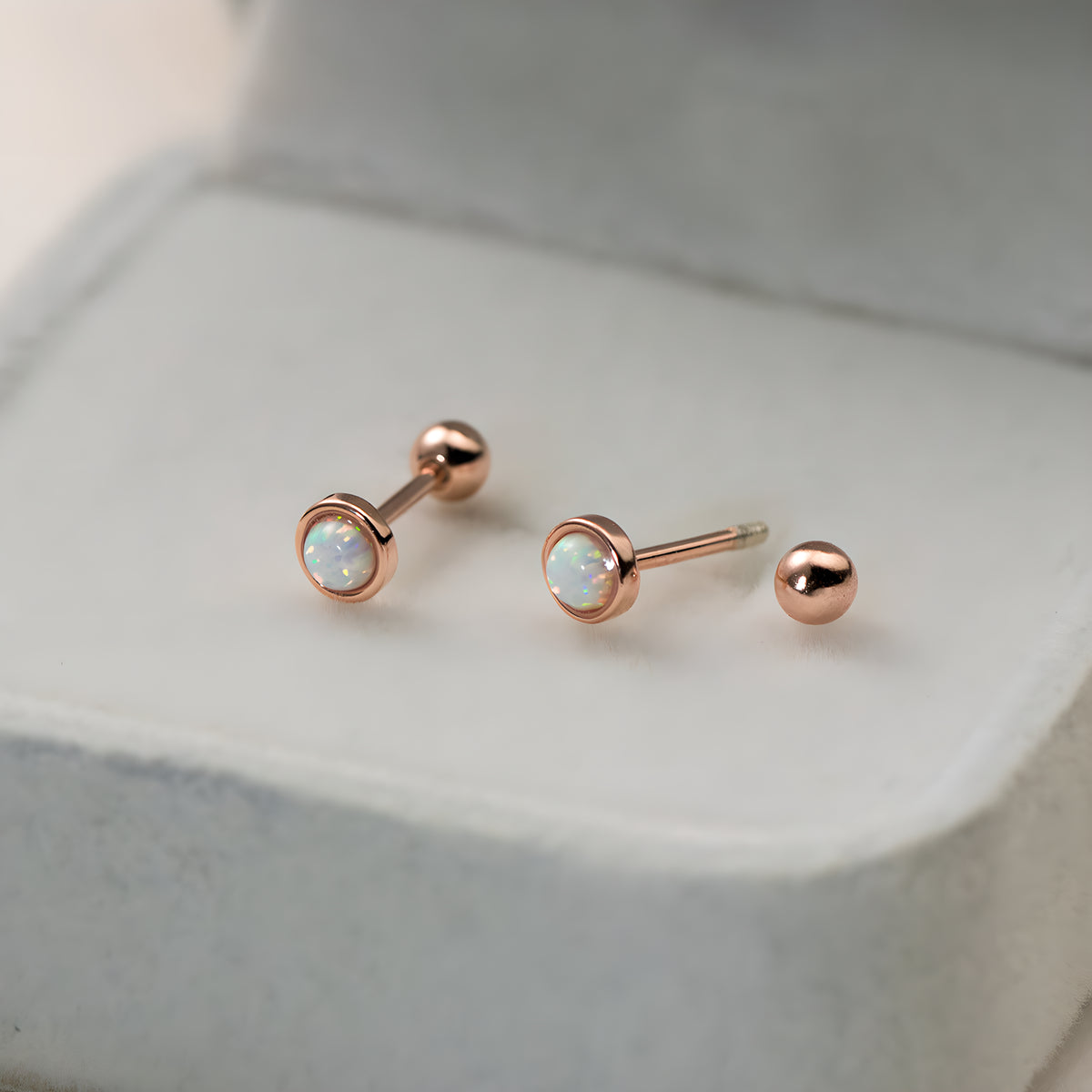 Opal Geometric Screw Back Stud Earrings in S925 Sterling Silver