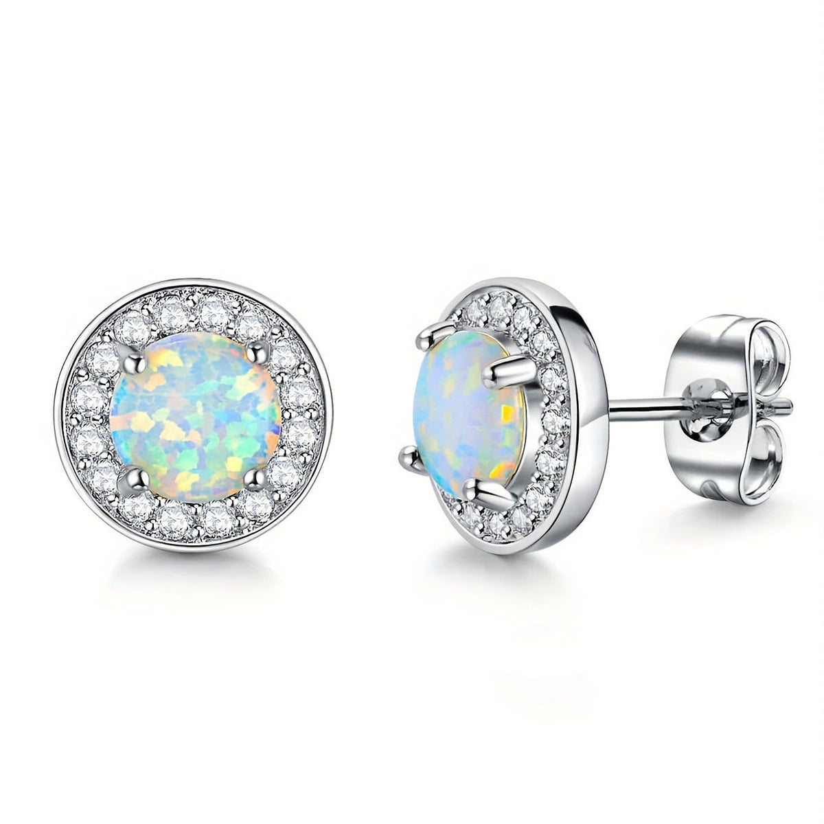 Opal Geometric Stud Earrings