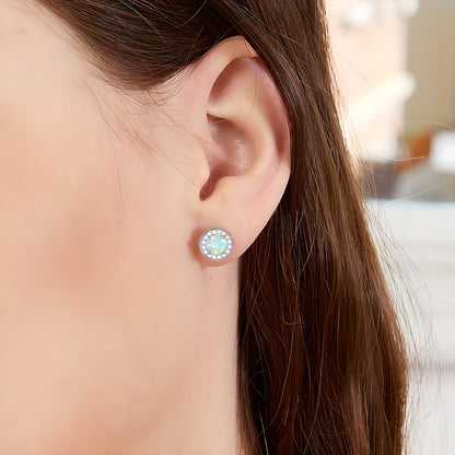 Opal Geometric Stud Earrings