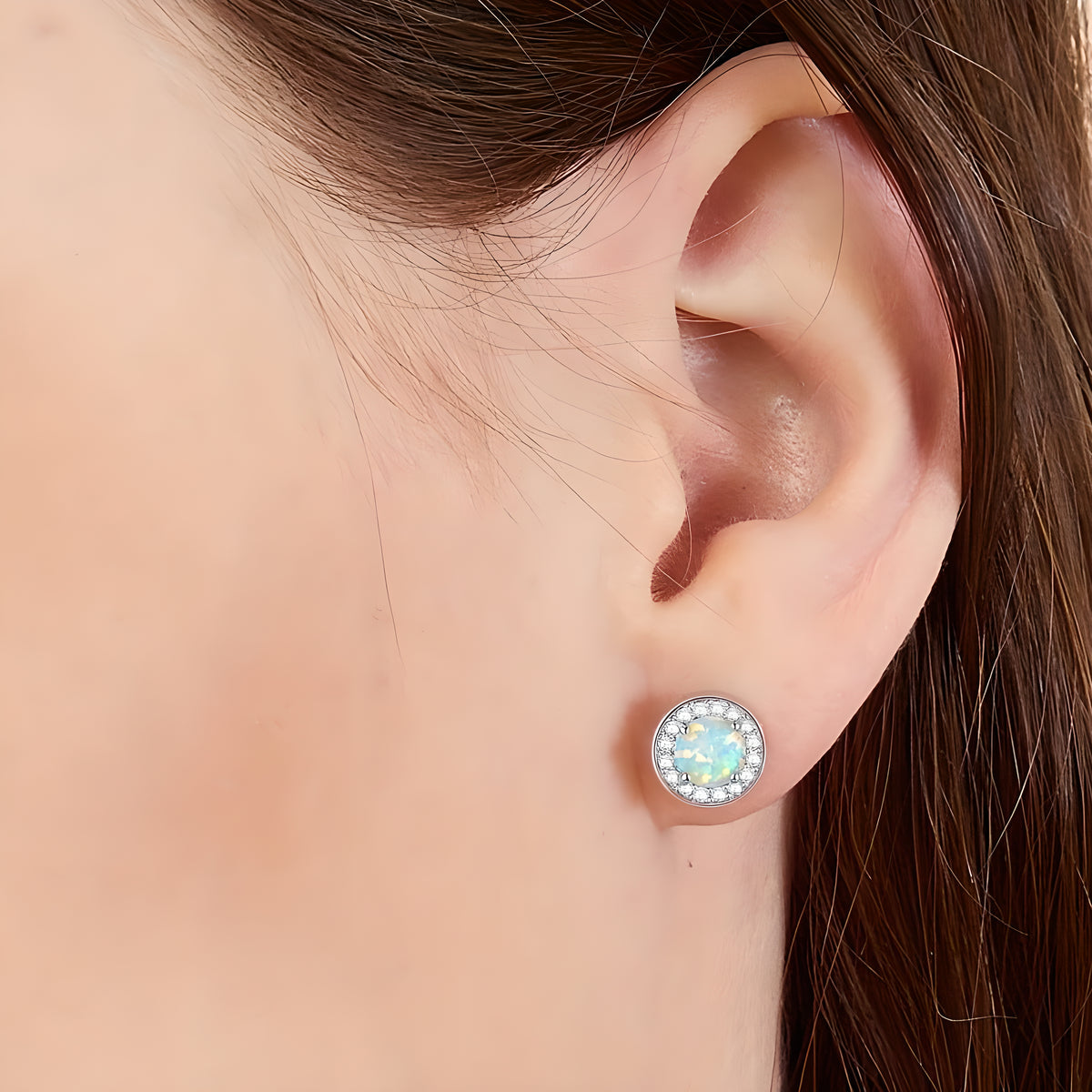 Opal Geometric Stud Earrings