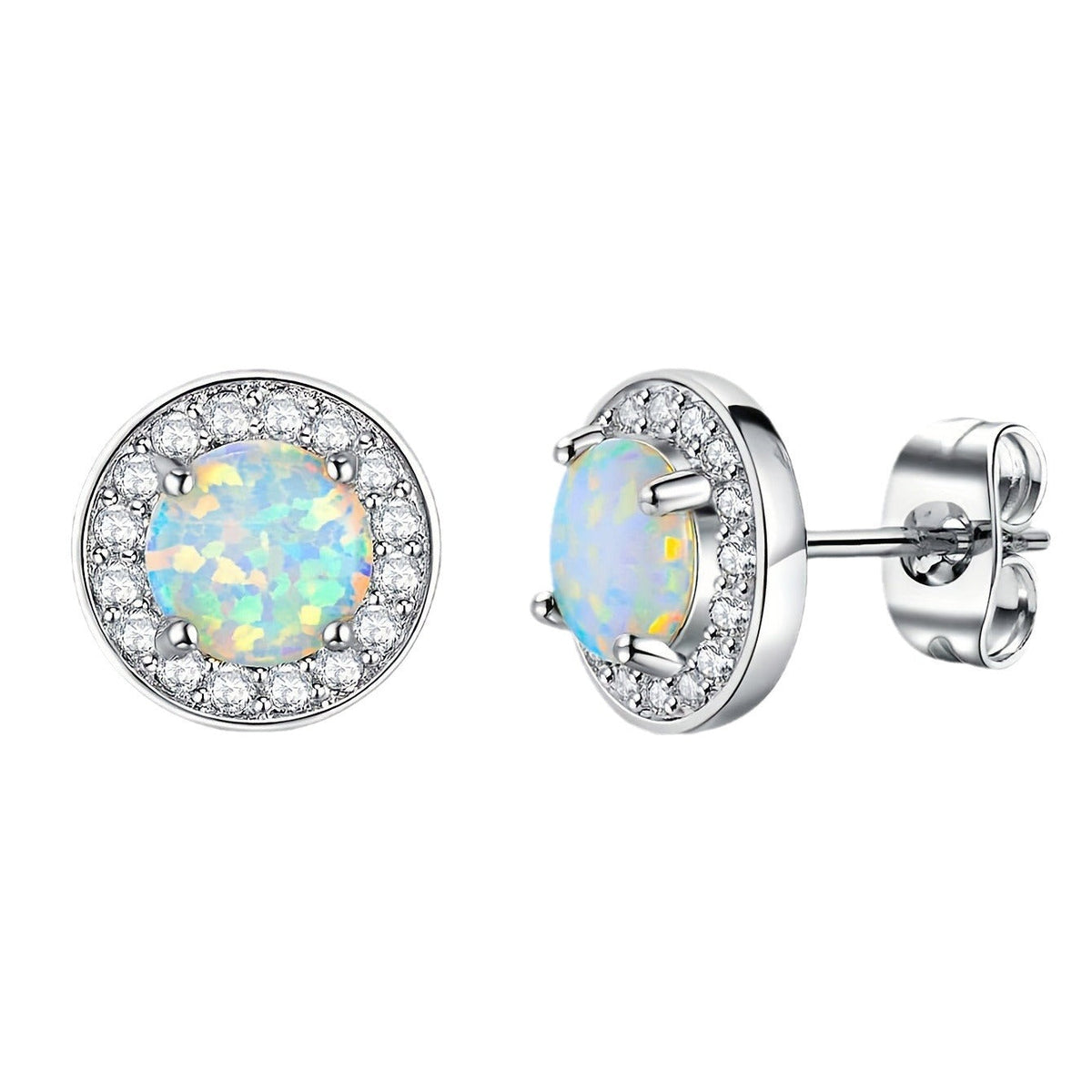 Opal Geometric Stud Earrings
