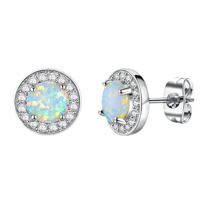Opal Geometric Stud Earrings