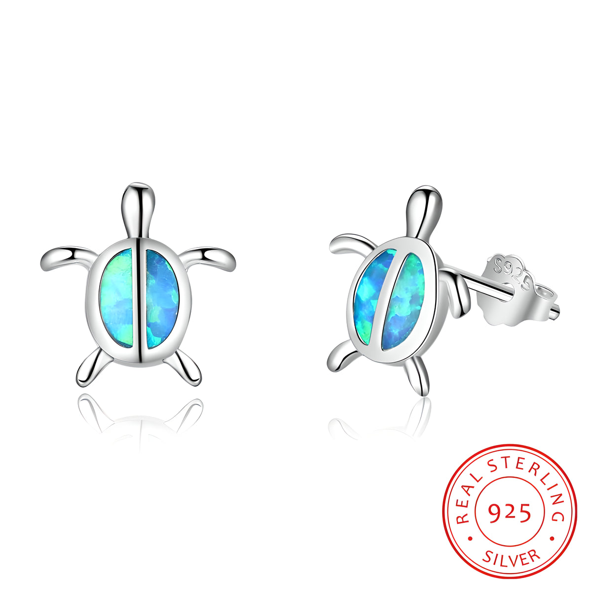 Opal Turtle Stud Earrings 925 Silver
