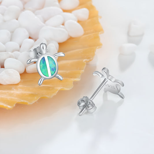 Opal Turtle Stud Earrings 925 Silver
