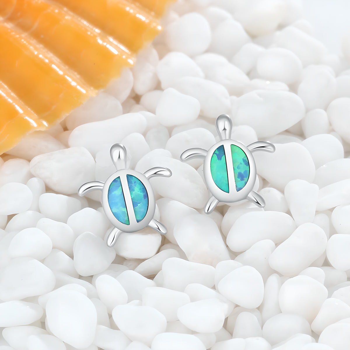 Opal Turtle Stud Earrings 925 Silver