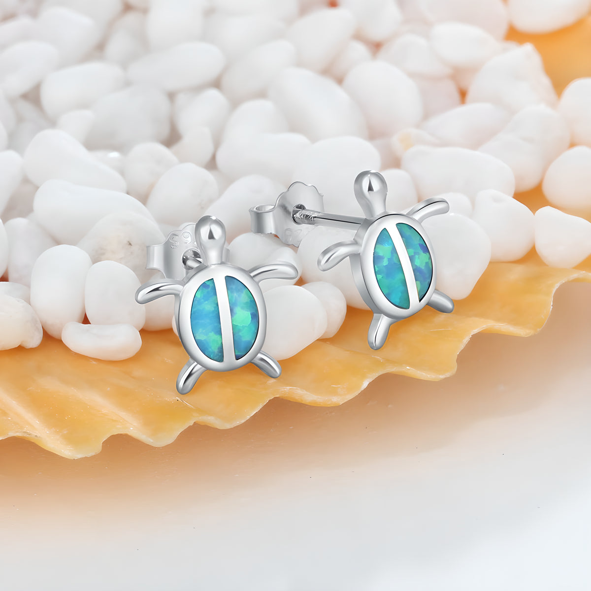 Opal Turtle Stud Earrings 925 Silver