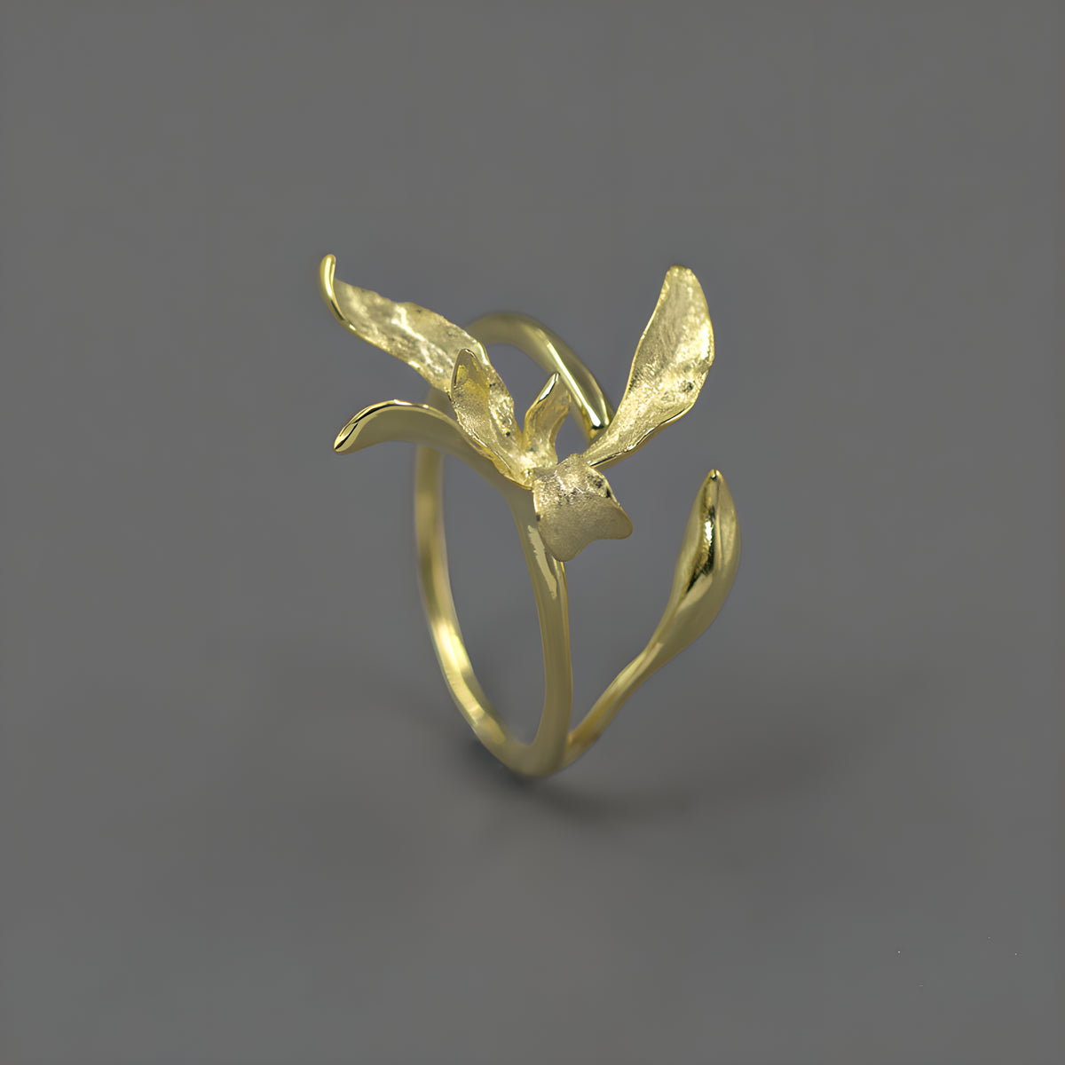 Orchid Floral Adjustable Ring S925 Sterling Silver Chinese Style