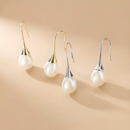 Elegant Pearl Teardrop Earrings in S925 Sterling Silver