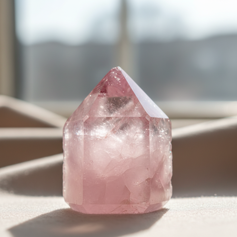Pink Amethyst crystal close-up
