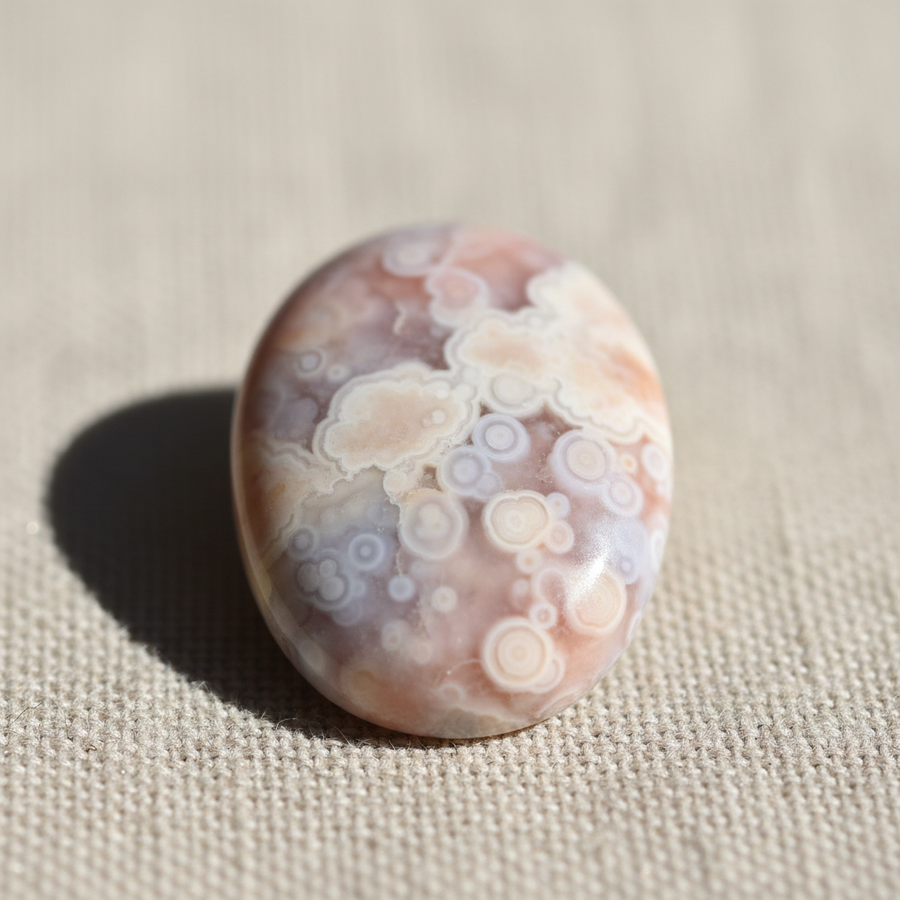 Plum Blossom Jasper crystal close-up