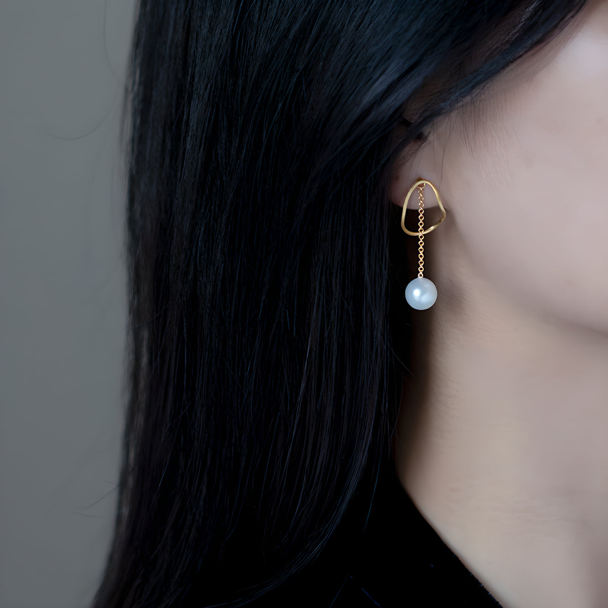 Geometric Pearl Hoop Earrings 925 Sterling Silver