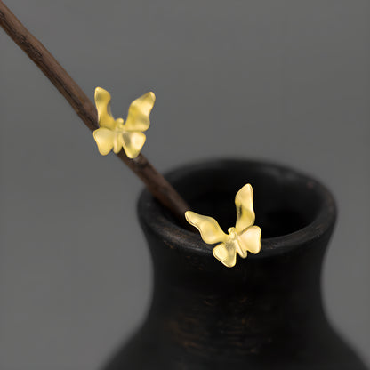 Butterfly Stud Earrings S925 Sterling Silver Natural Fresh Cute Style