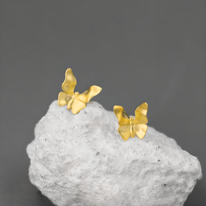 Butterfly Stud Earrings S925 Sterling Silver Natural Fresh Cute Style