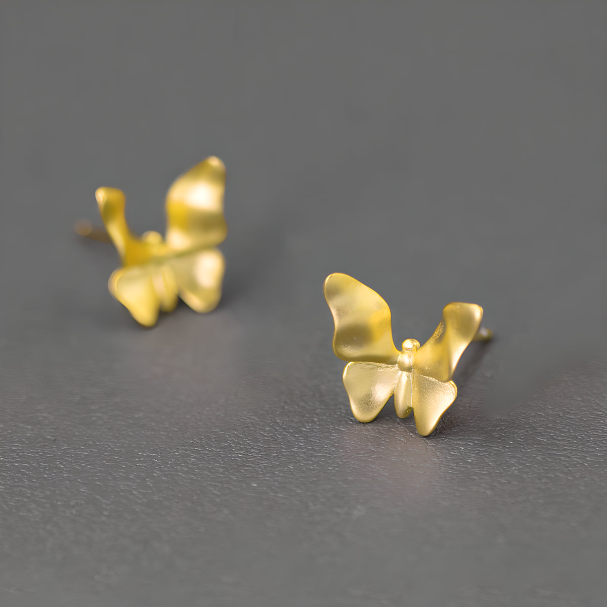 Butterfly Stud Earrings S925 Sterling Silver Natural Fresh Cute Style