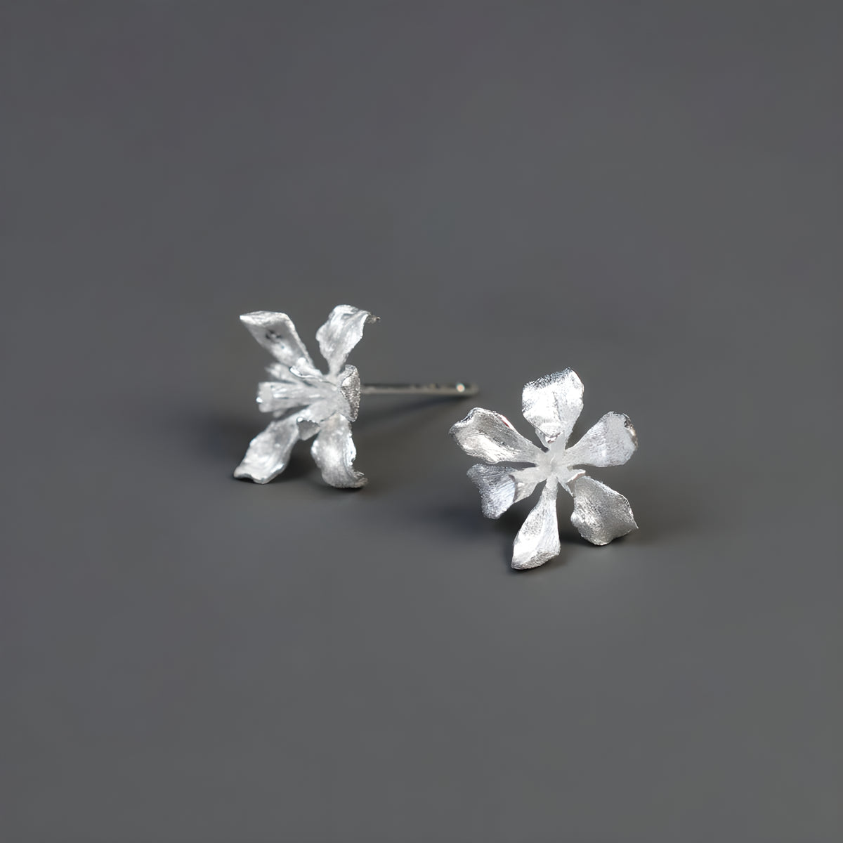 Iris Flower Artistic Earrings 925 Sterling Silver