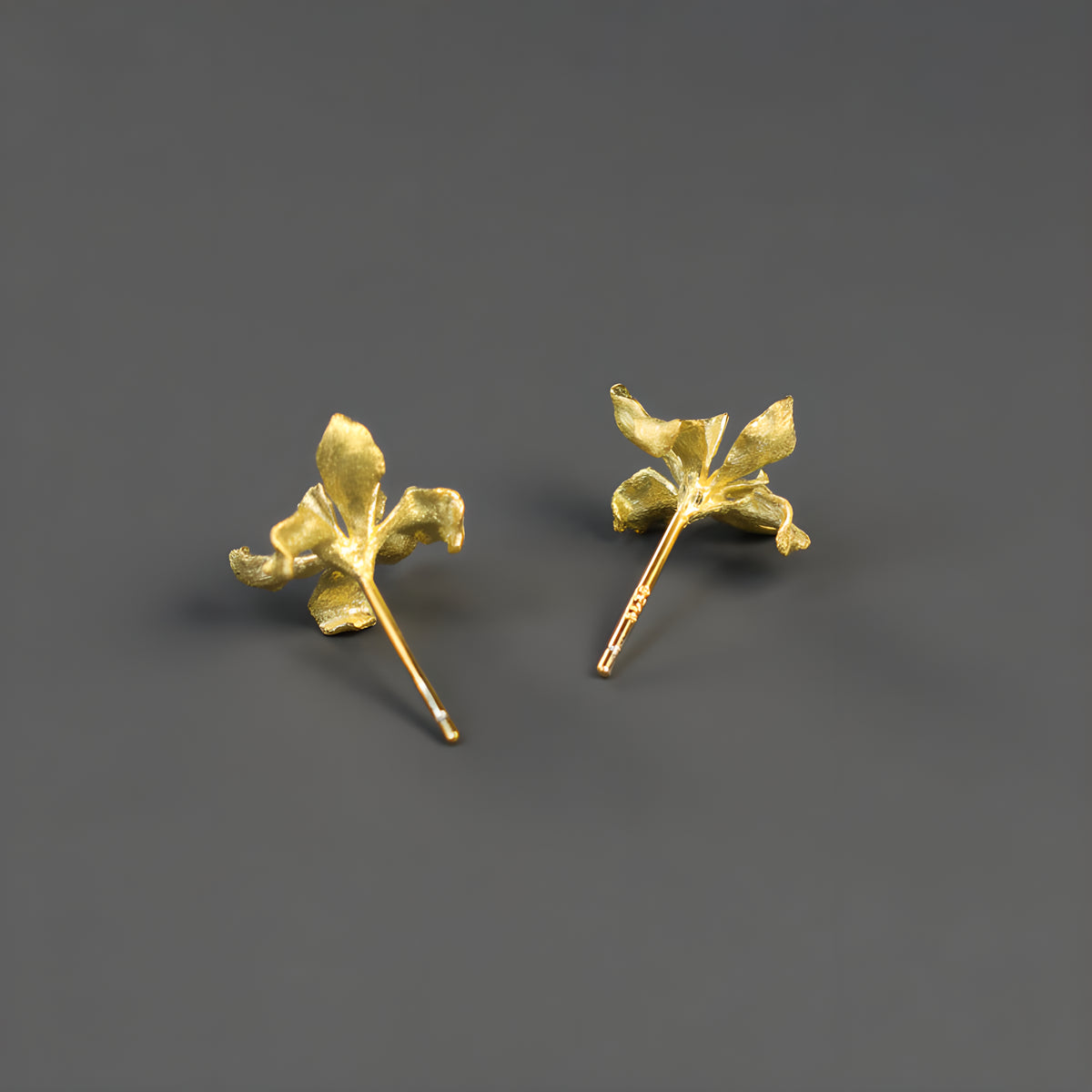 Iris Flower Artistic Earrings 925 Sterling Silver