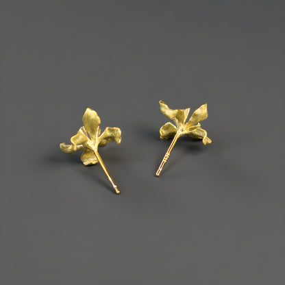Iris Flower Artistic Earrings 925 Sterling Silver