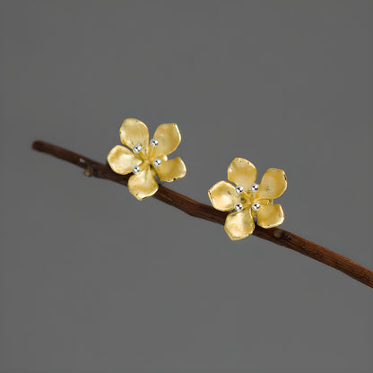 Peach Blossom Sterling Silver Floral Earrings