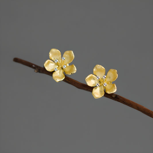 Peach Blossom Sterling Silver Floral Earrings