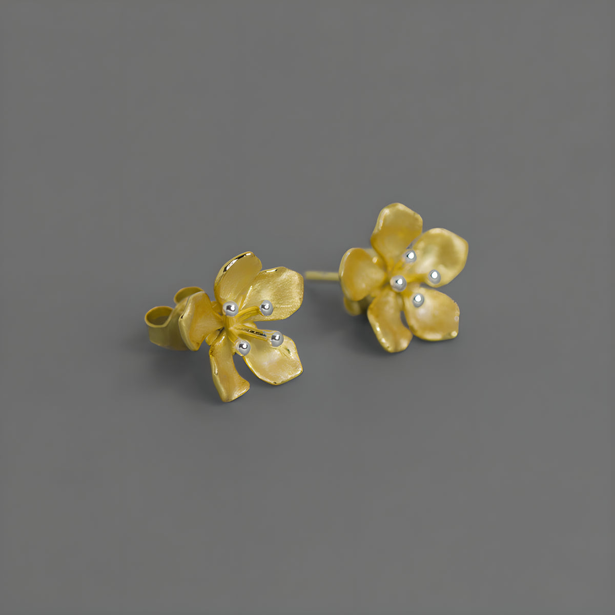 Peach Blossom Sterling Silver Floral Earrings