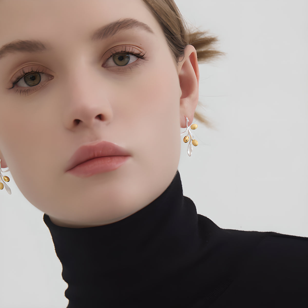 Olive Branch Floral Silver Earrings Artistic Design