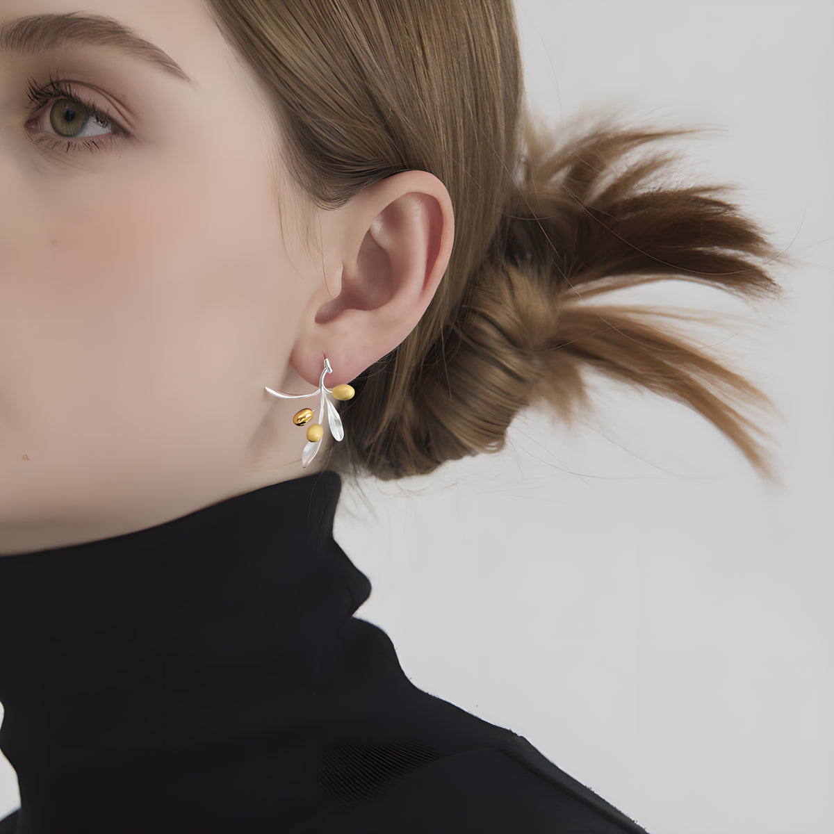 Olive Branch Floral Silver Earrings Artistic Design