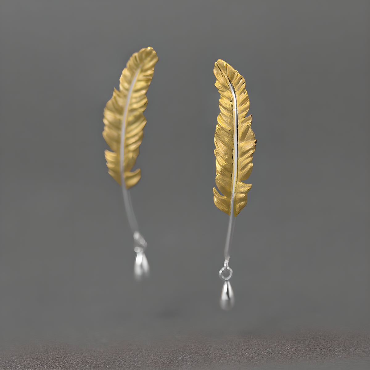 Feather Drop Earrings Ink Pen Design 925 Sterling Silver