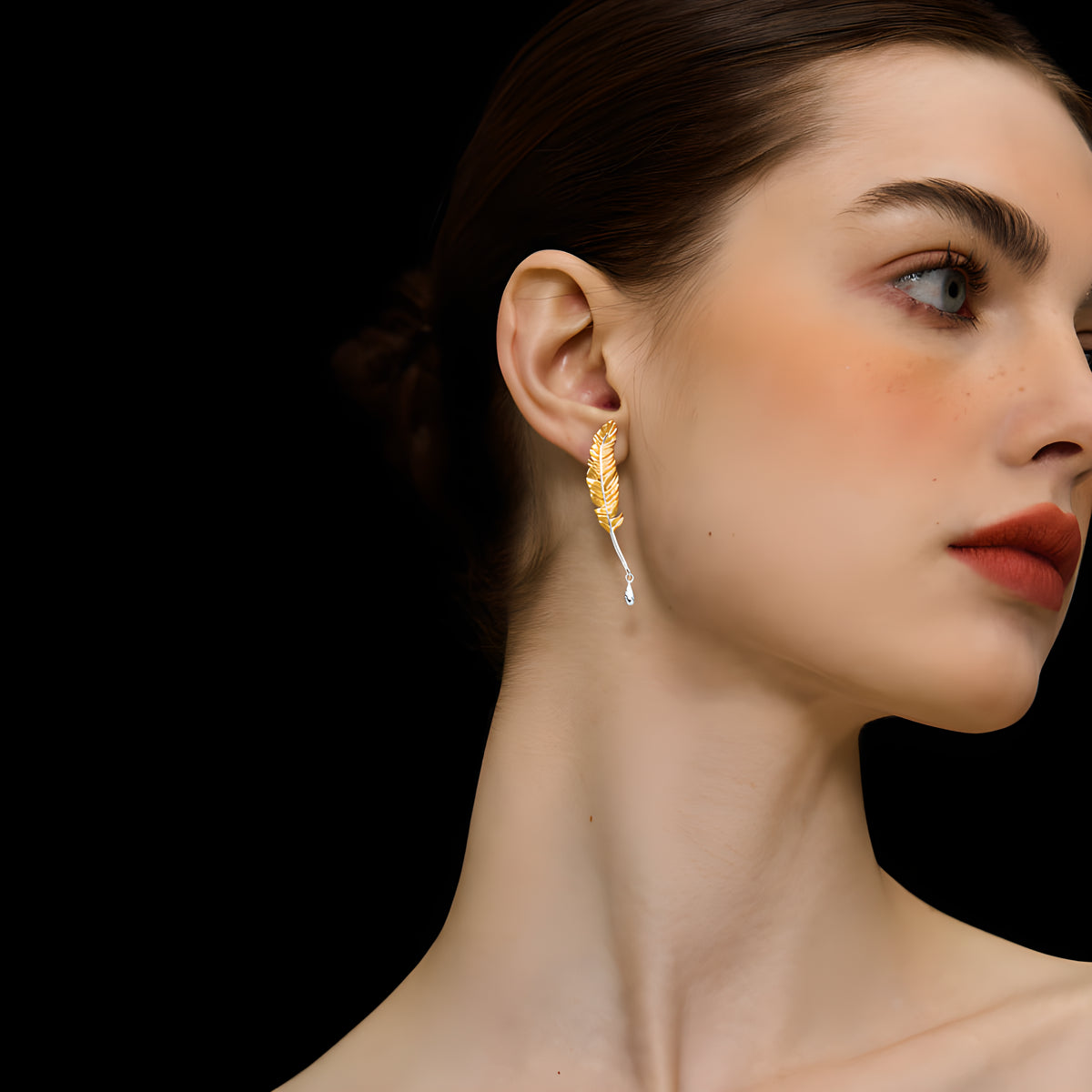 Feather Drop Earrings Ink Pen Design 925 Sterling Silver