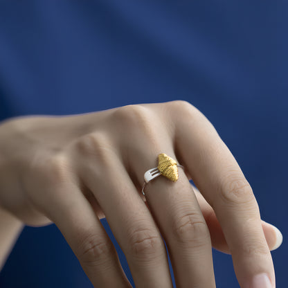 Croissant & Breakfast Fork Adjustable Sterling Silver Ring