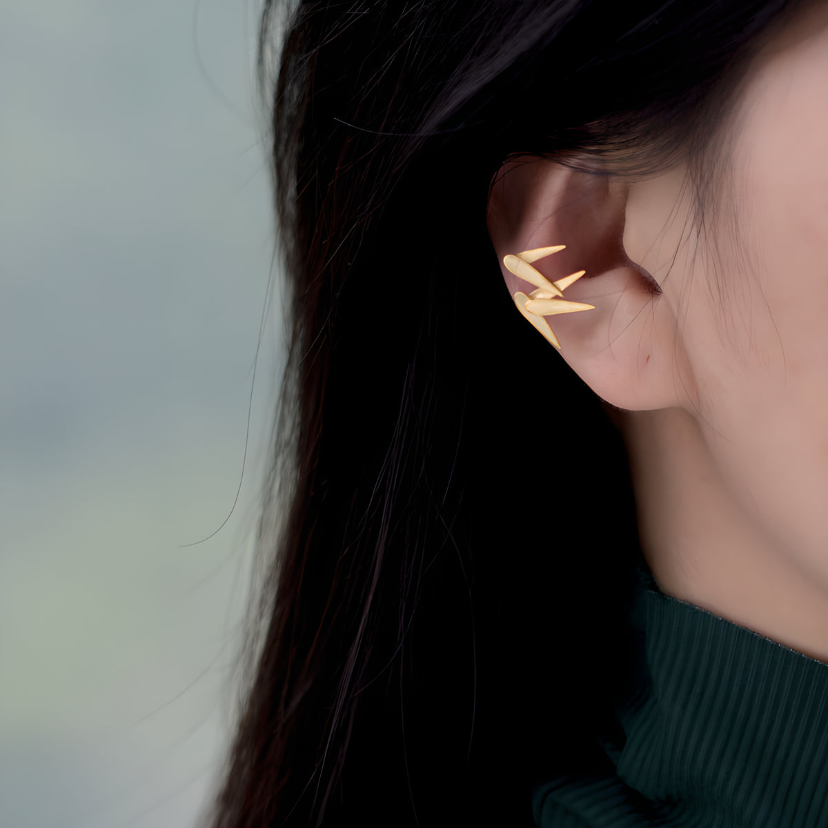 925 Sterling Silver Bamboo Leaf Ear Cuff Earrings - Vintage Chinese Style