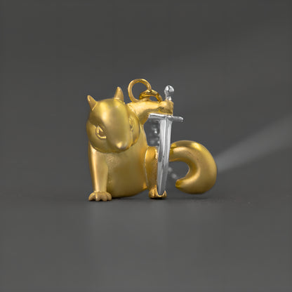 Squirrel Hero Silver Pendant Animal Jewelry Neutral Style