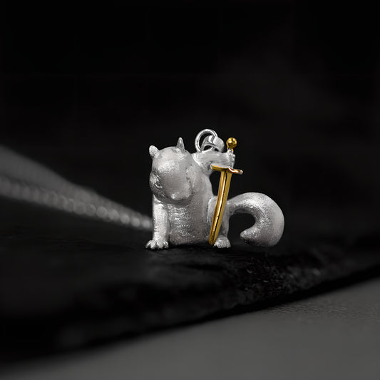 Squirrel Hero Silver Pendant Animal Jewelry Neutral Style